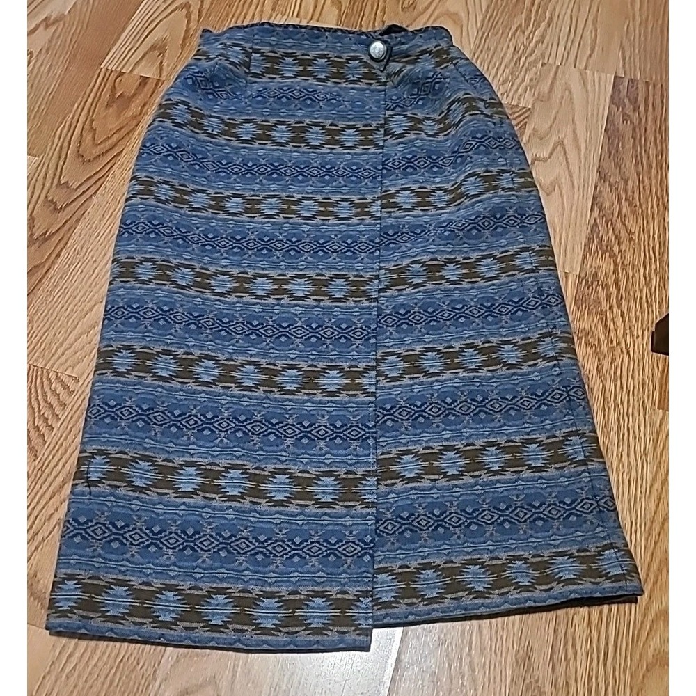 Vintage Pendleton 100% Wool Wrap Skirt Southwestern Aztec USA‎ Size 14